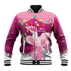Pink Cockatoo Australia Christmas Baseball Jacket Grevillea Eucalyptus Blossoms - Aussie Hoodie