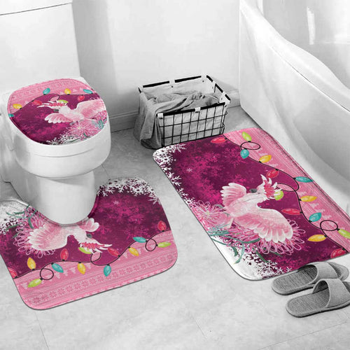 Pink Cockatoo Australia Christmas Bathroom Set Grevillea Eucalyptus Blossoms - Aussie Hoodie