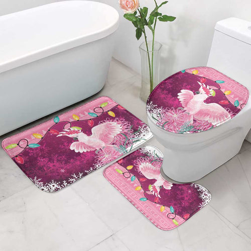 Pink Cockatoo Australia Christmas Bathroom Set Grevillea Eucalyptus Blossoms - Aussie Hoodie