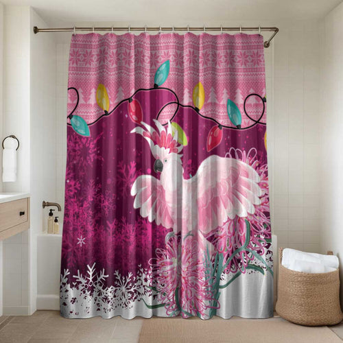 Pink Cockatoo Australia Christmas Bathroom Set Grevillea Eucalyptus Blossoms - Aussie Hoodie