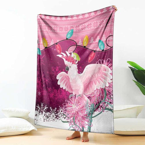 Pink Cockatoo Australia Christmas Blanket Grevillea Eucalyptus Blossoms - Aussie Hoodie
