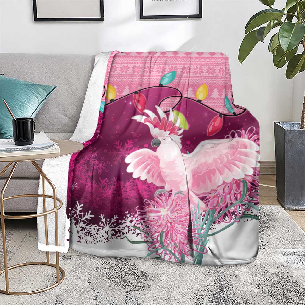 Pink Cockatoo Australia Christmas Blanket Grevillea Eucalyptus Blossoms - Aussie Hoodie