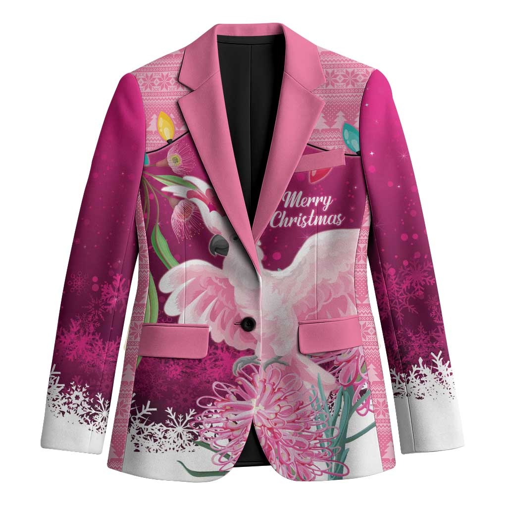 Pink Cockatoo Australia Christmas Blazer Grevillea Eucalyptus Blossoms - Aussie Hoodie