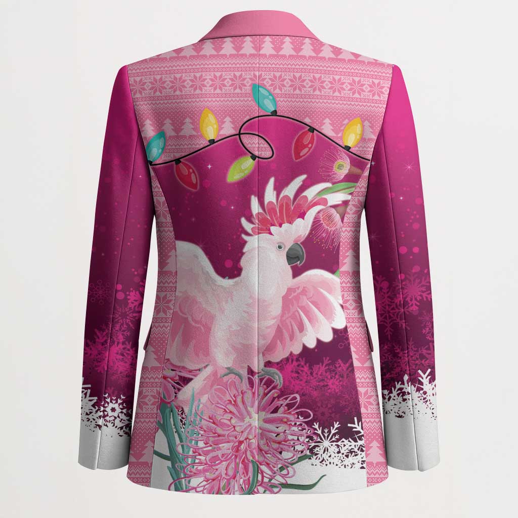 Pink Cockatoo Australia Christmas Blazer Grevillea Eucalyptus Blossoms - Aussie Hoodie