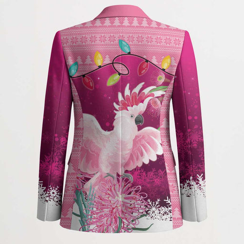 Pink Cockatoo Australia Christmas Blazer Grevillea Eucalyptus Blossoms - Aussie Hoodie