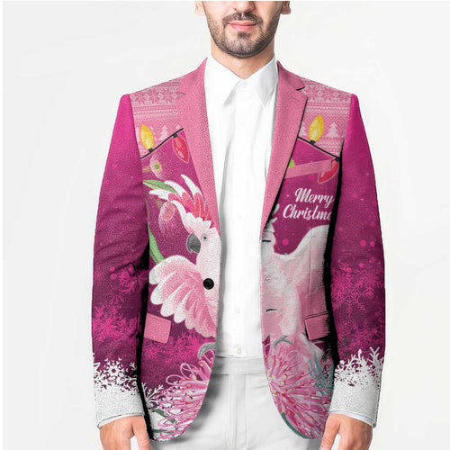 Pink Cockatoo Australia Christmas Blazer Grevillea Eucalyptus Blossoms - Aussie Hoodie