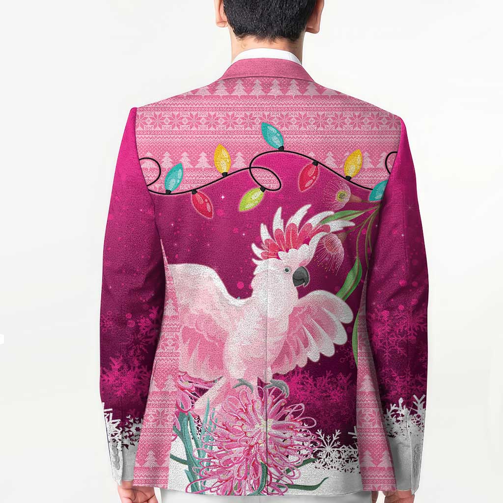 Pink Cockatoo Australia Christmas Blazer Grevillea Eucalyptus Blossoms - Aussie Hoodie