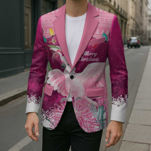 Pink Cockatoo Australia Christmas Blazer Grevillea Eucalyptus Blossoms - Aussie Hoodie