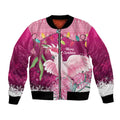 Pink Cockatoo Australia Christmas Bomber Jacket Grevillea Eucalyptus Blossoms - Aussie Hoodie