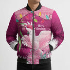 Pink Cockatoo Australia Christmas Bomber Puffer Jacket Grevillea Eucalyptus Blossoms - Aussie Hoodie