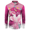 Pink Cockatoo Australia Christmas Button Sweatshirt Grevillea Eucalyptus Blossoms - Aussie Hoodie