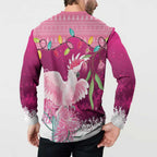Pink Cockatoo Australia Christmas Button Sweatshirt Grevillea Eucalyptus Blossoms - Aussie Hoodie
