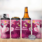 Pink Cockatoo Australia Christmas 4 in 1 Can Cooler Tumbler Grevillea Eucalyptus Blossoms - Aussie Hoodie