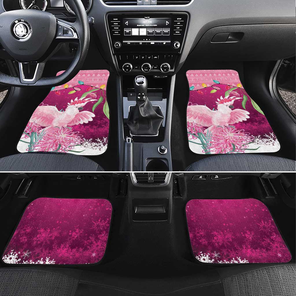 Pink Cockatoo Australia Christmas Car Mats Grevillea Eucalyptus Blossoms - Aussie Hoodie