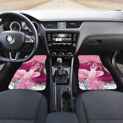 Pink Cockatoo Australia Christmas Car Mats Grevillea Eucalyptus Blossoms - Aussie Hoodie