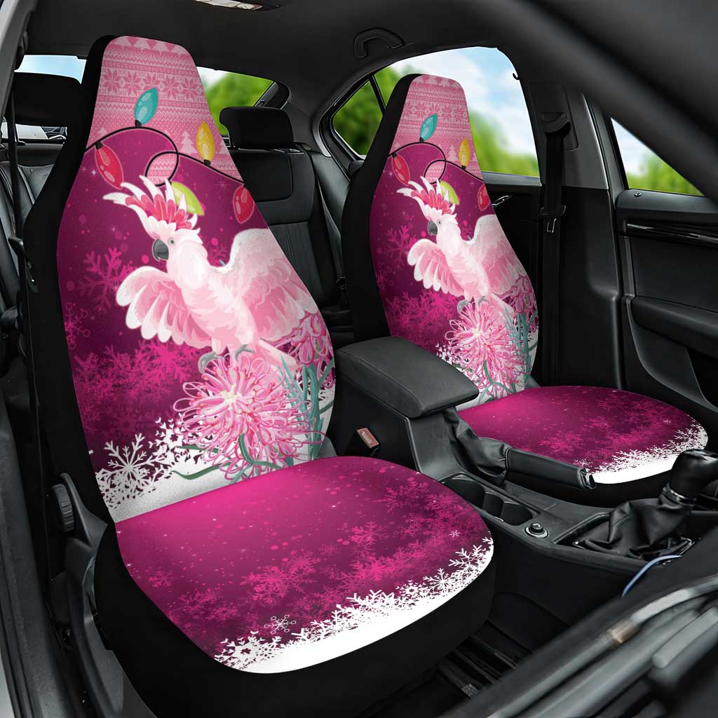 Pink Cockatoo Australia Christmas Car Seat Cover Grevillea Eucalyptus Blossoms - Aussie Hoodie
