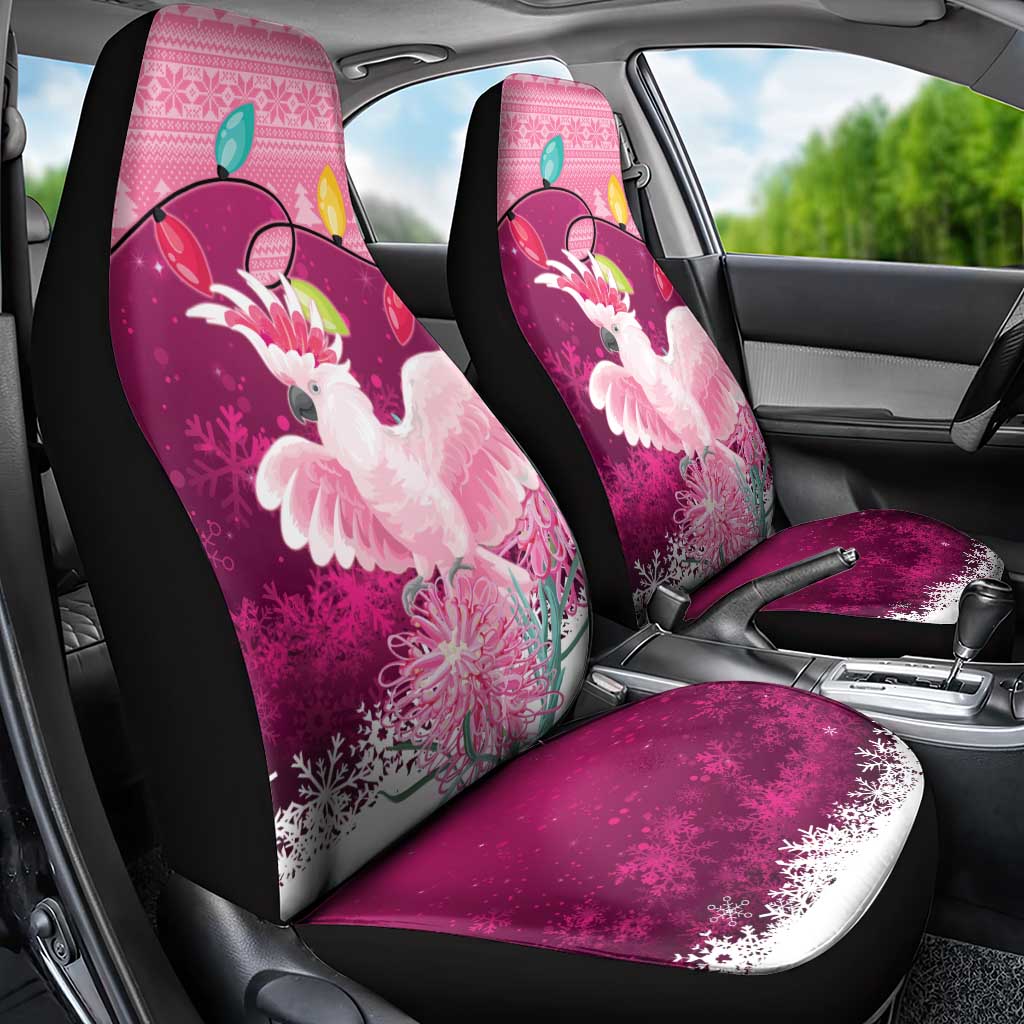 Pink Cockatoo Australia Christmas Car Seat Cover Grevillea Eucalyptus Blossoms - Aussie Hoodie
