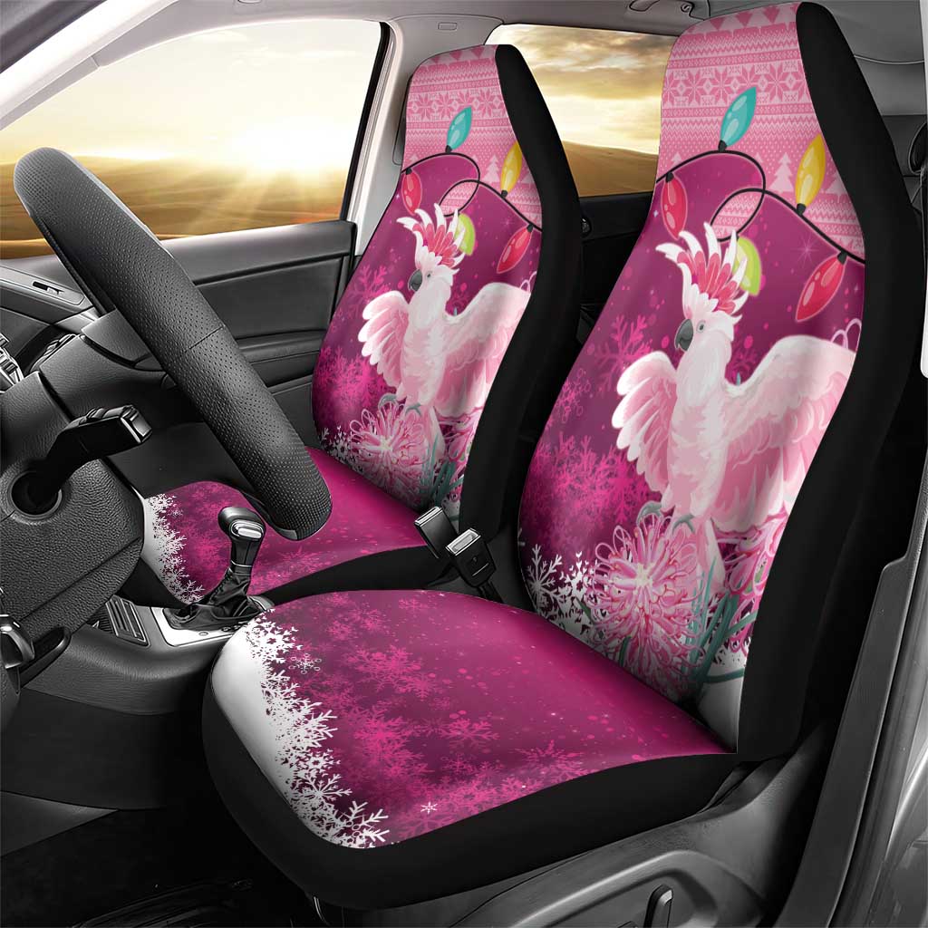 Pink Cockatoo Australia Christmas Car Seat Cover Grevillea Eucalyptus Blossoms - Aussie Hoodie