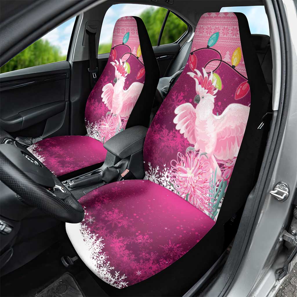 Pink Cockatoo Australia Christmas Car Seat Cover Grevillea Eucalyptus Blossoms - Aussie Hoodie