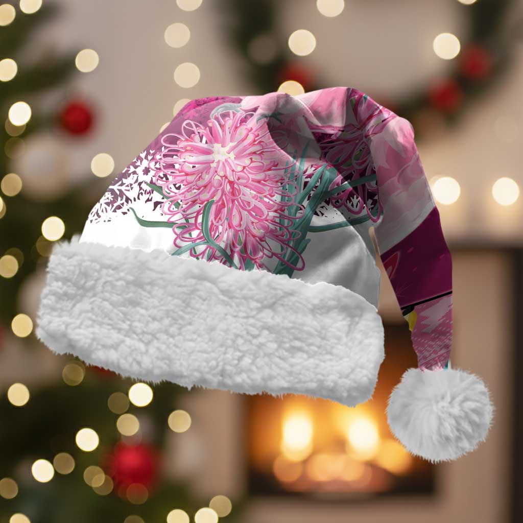Pink Cockatoo Australia Christmas Santa Hat Grevillea Eucalyptus Blossoms - Aussie Hoodie