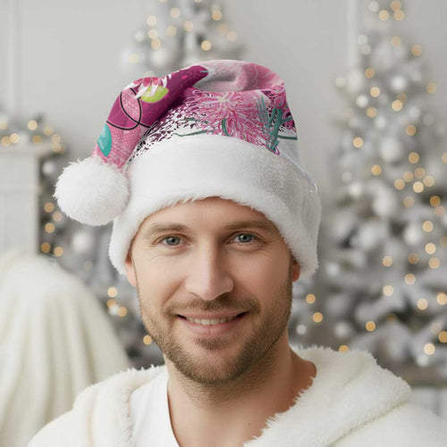 Pink Cockatoo Australia Christmas Santa Hat Grevillea Eucalyptus Blossoms - Aussie Hoodie