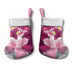 Pink Cockatoo Australia Christmas Stocking Grevillea Eucalyptus Blossoms - Aussie Hoodie