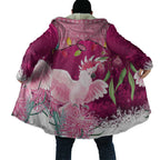 Pink Cockatoo Australia Christmas Cloak Grevillea Eucalyptus Blossoms - Aussie Hoodie