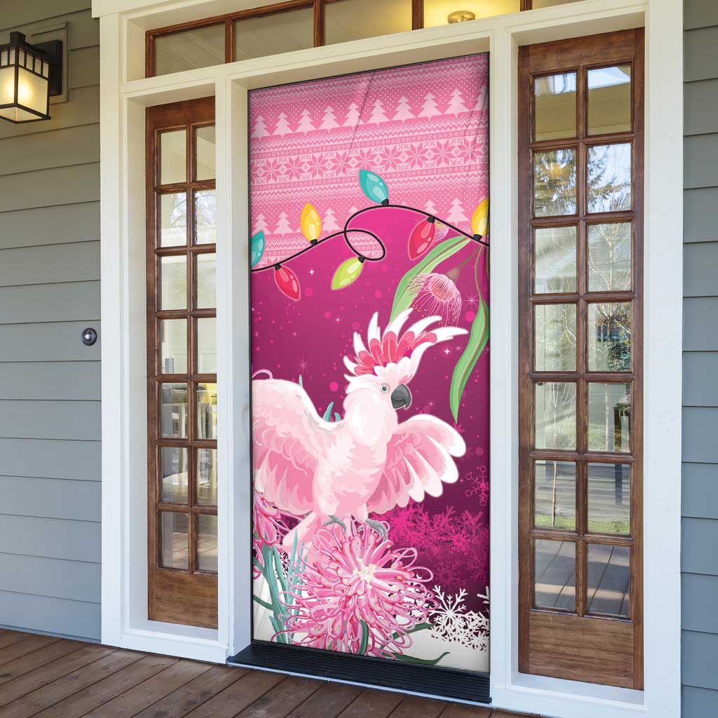 Pink Cockatoo Australia Christmas Door Cover Grevillea Eucalyptus Blossoms - Aussie Hoodie