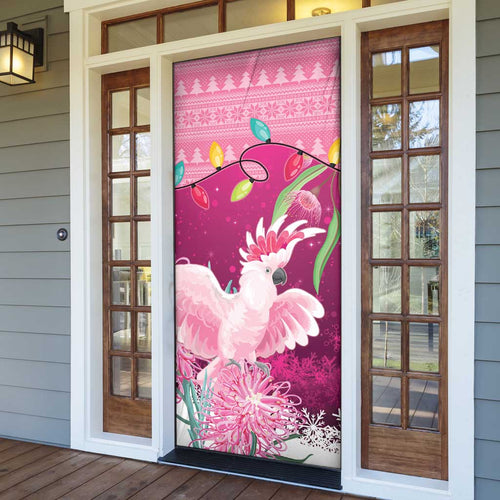 Pink Cockatoo Australia Christmas Door Cover Grevillea Eucalyptus Blossoms - Aussie Hoodie