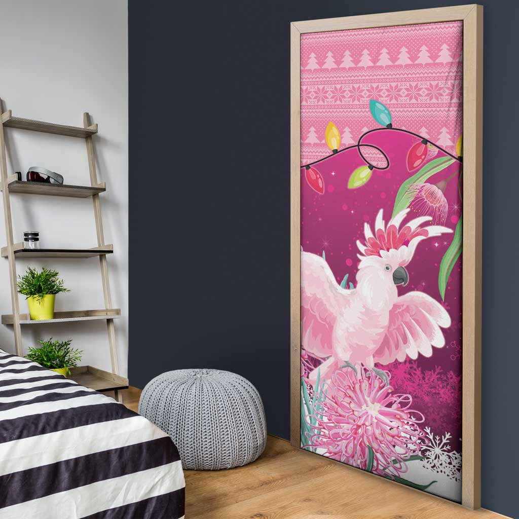 Pink Cockatoo Australia Christmas Door Cover Grevillea Eucalyptus Blossoms - Aussie Hoodie