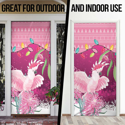 Pink Cockatoo Australia Christmas Door Cover Grevillea Eucalyptus Blossoms - Aussie Hoodie