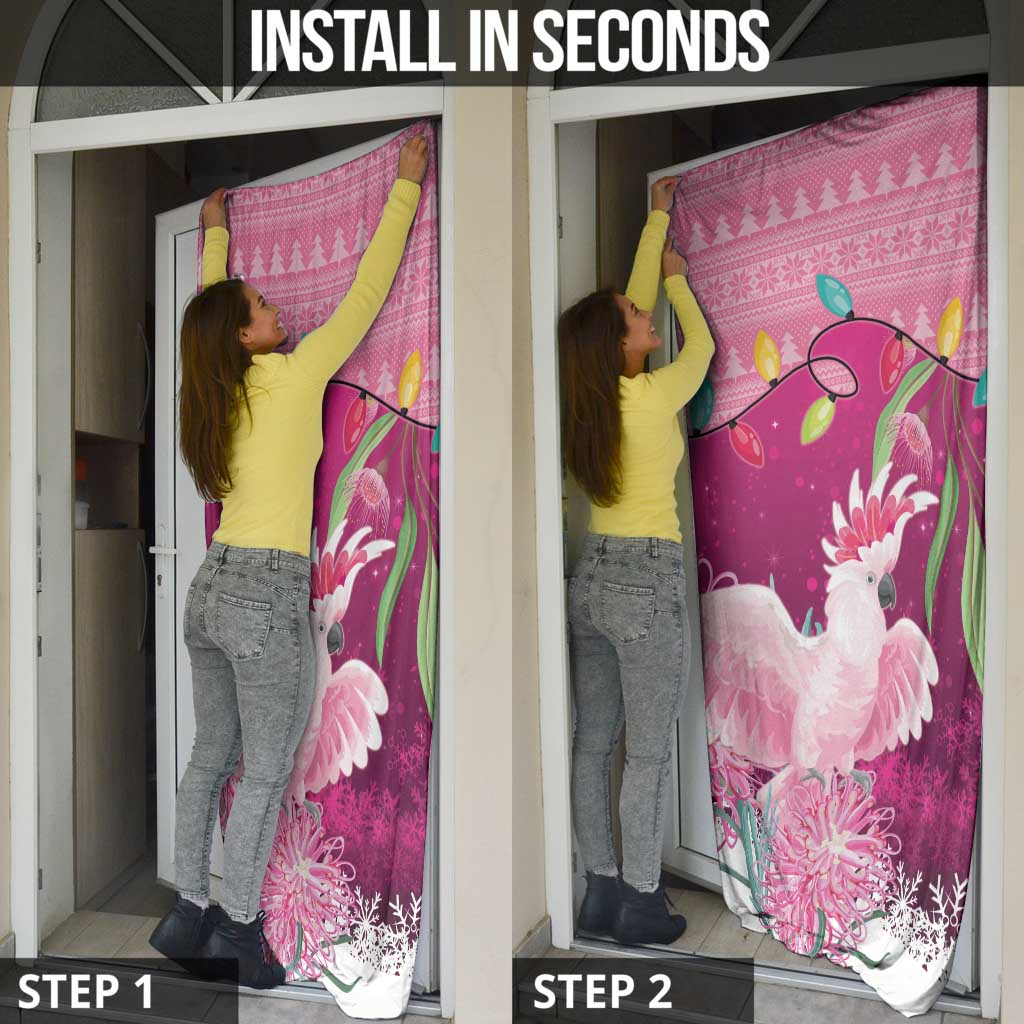 Pink Cockatoo Australia Christmas Door Cover Grevillea Eucalyptus Blossoms - Aussie Hoodie