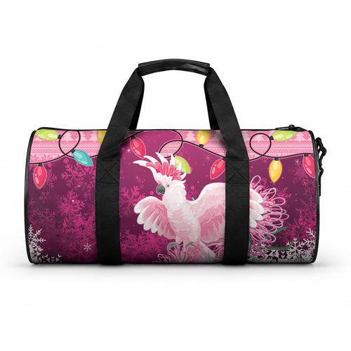 Pink Cockatoo Australia Christmas Duffle Bag Grevillea Eucalyptus Blossoms