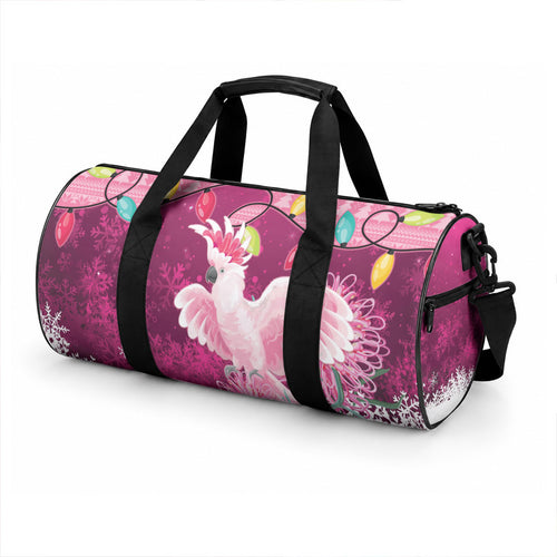 Pink Cockatoo Australia Christmas Duffle Bag Grevillea Eucalyptus Blossoms