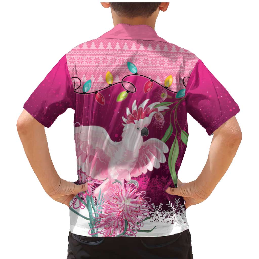 Pink Cockatoo Australia Christmas Family Matching Mermaid Dress and Hawaiian Shirt Grevillea Eucalyptus Blossoms - Aussie Hoodie