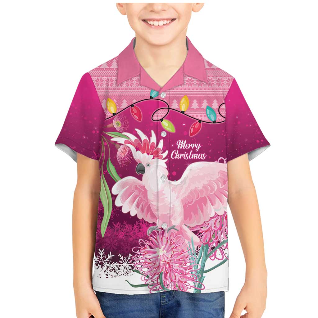 Pink Cockatoo Australia Christmas Family Matching Mermaid Dress and Hawaiian Shirt Grevillea Eucalyptus Blossoms - Aussie Hoodie