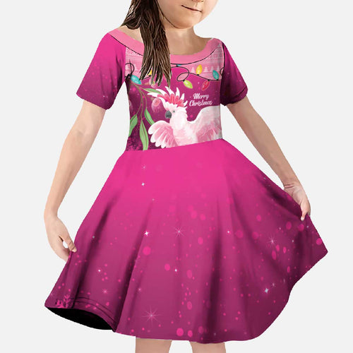 Pink Cockatoo Australia Christmas Family Matching Off The Shoulder Long Sleeve Dress and Hawaiian Shirt Grevillea Eucalyptus Blossoms - Aussie Hoodie