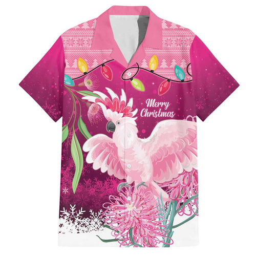 Pink Cockatoo Australia Christmas Family Matching Off The Shoulder Long Sleeve Dress and Hawaiian Shirt Grevillea Eucalyptus Blossoms - Aussie Hoodie