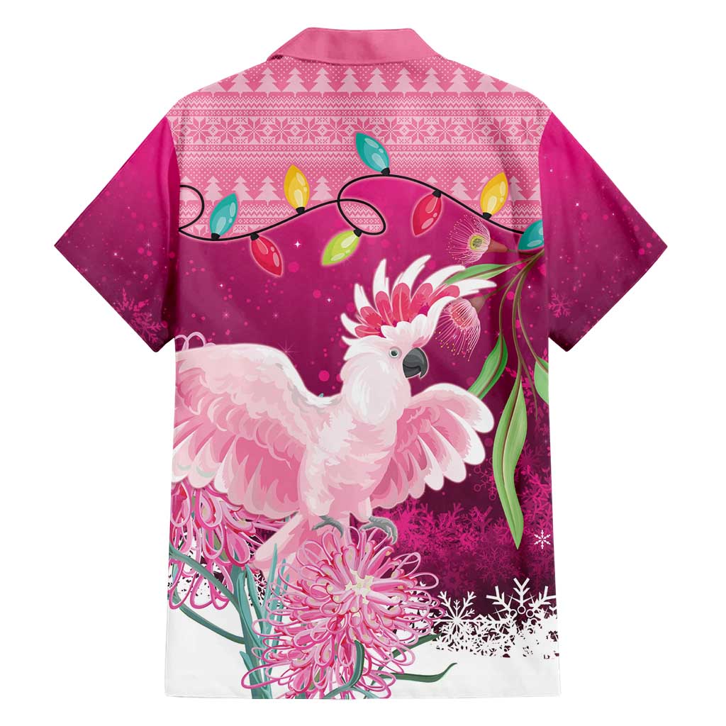 Pink Cockatoo Australia Christmas Family Matching Off Shoulder Maxi Dress and Hawaiian Shirt Grevillea Eucalyptus Blossoms - Aussie Hoodie