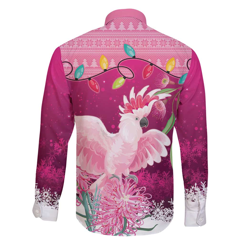 Pink Cockatoo Australia Christmas Family Matching Off Shoulder Maxi Dress and Hawaiian Shirt Grevillea Eucalyptus Blossoms - Aussie Hoodie
