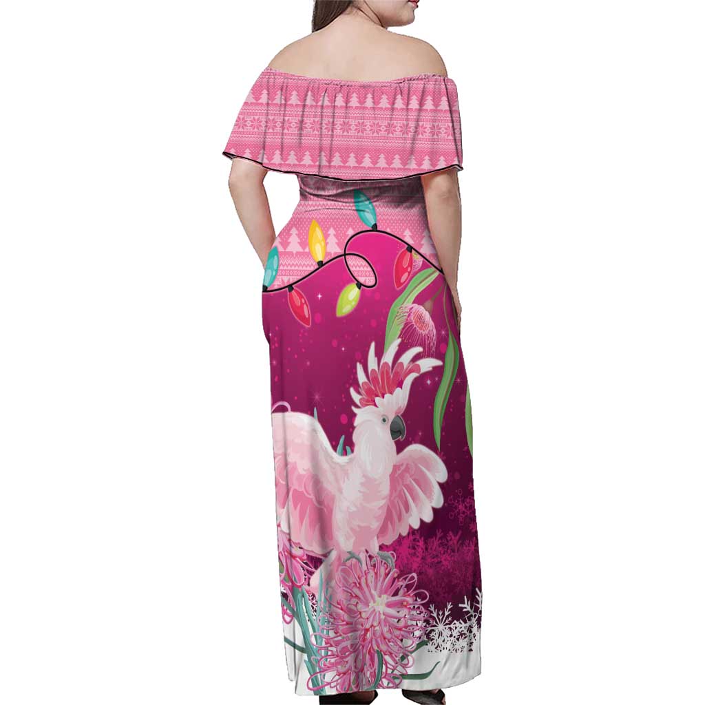 Pink Cockatoo Australia Christmas Family Matching Off Shoulder Maxi Dress and Hawaiian Shirt Grevillea Eucalyptus Blossoms - Aussie Hoodie