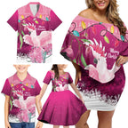 Pink Cockatoo Australia Christmas Family Matching Off Shoulder Short Dress and Hawaiian Shirt Grevillea Eucalyptus Blossoms - Aussie Hoodie