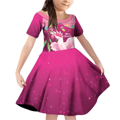 Pink Cockatoo Australia Christmas Family Matching Off Shoulder Short Dress and Hawaiian Shirt Grevillea Eucalyptus Blossoms - Aussie Hoodie