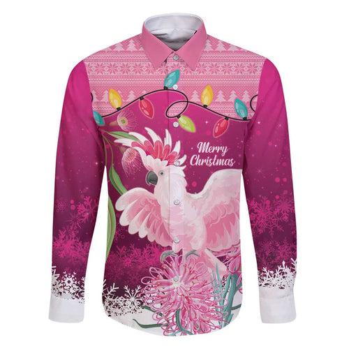 Pink Cockatoo Australia Christmas Family Matching Off Shoulder Short Dress and Hawaiian Shirt Grevillea Eucalyptus Blossoms - Aussie Hoodie