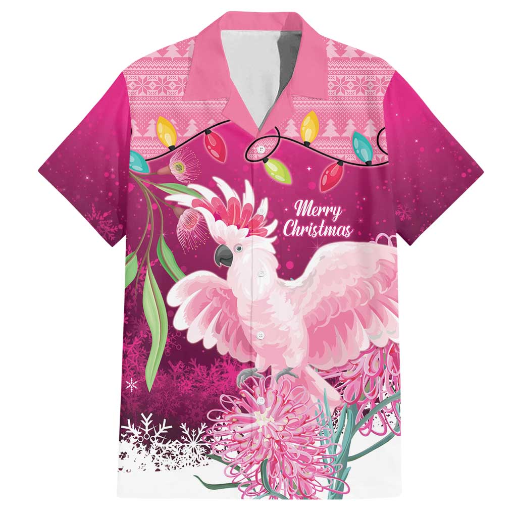 Pink Cockatoo Australia Christmas Family Matching Puletasi and Hawaiian Shirt Grevillea Eucalyptus Blossoms - Aussie Hoodie