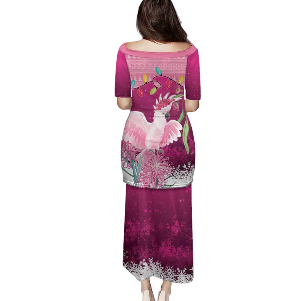 Pink Cockatoo Australia Christmas Family Matching Puletasi and Hawaiian Shirt Grevillea Eucalyptus Blossoms - Aussie Hoodie