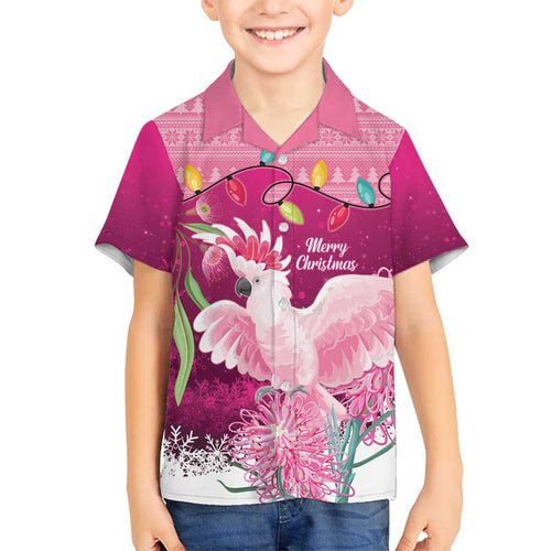 Pink Cockatoo Australia Christmas Family Matching Puletasi and Hawaiian Shirt Grevillea Eucalyptus Blossoms - Aussie Hoodie