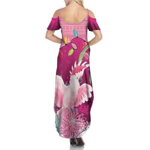 Pink Cockatoo Australia Christmas Family Matching Summer Maxi Dress and Hawaiian Shirt Grevillea Eucalyptus Blossoms - Aussie Hoodie