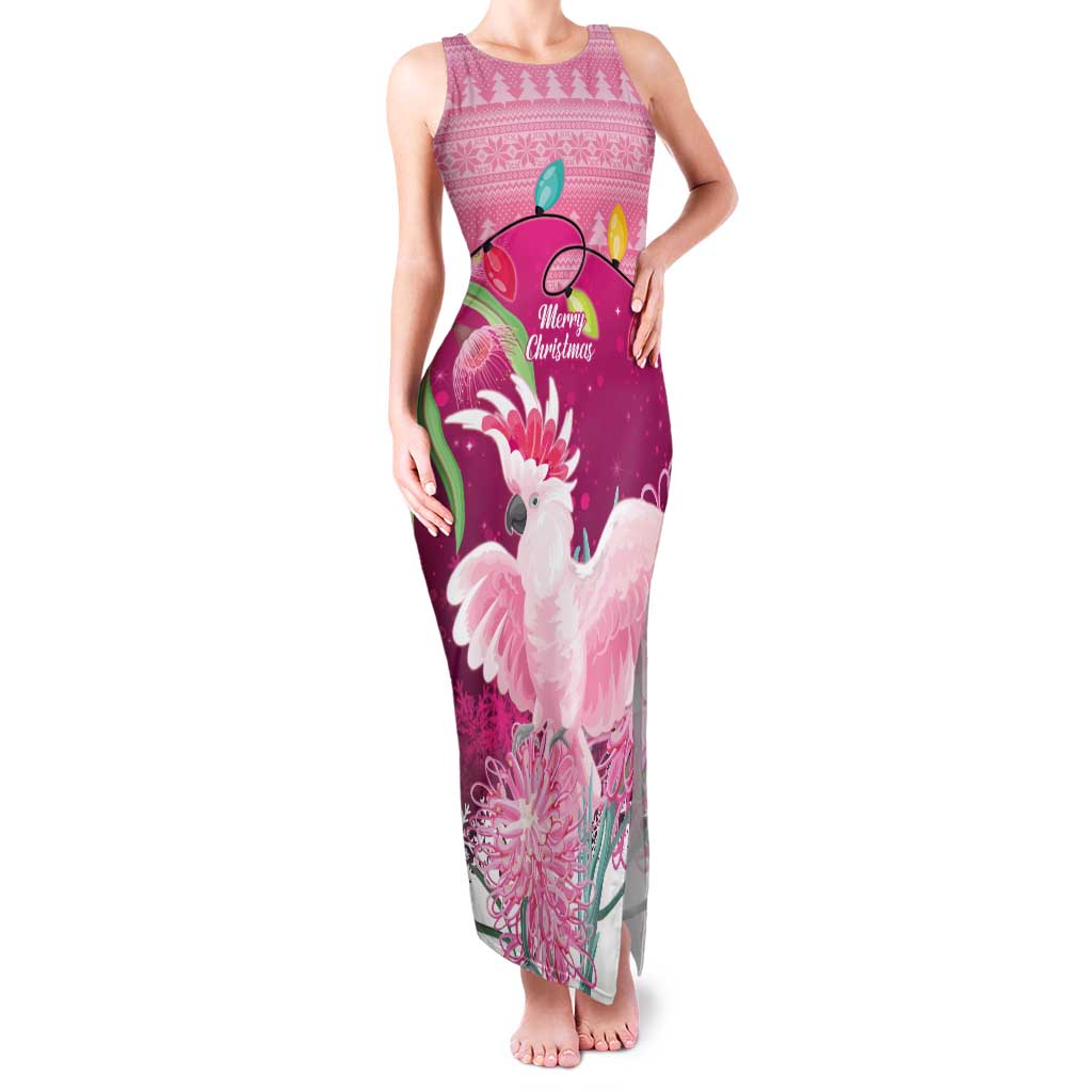 Pink Cockatoo Australia Christmas Family Matching Tank Maxi Dress and Hawaiian Shirt Grevillea Eucalyptus Blossoms - Aussie Hoodie