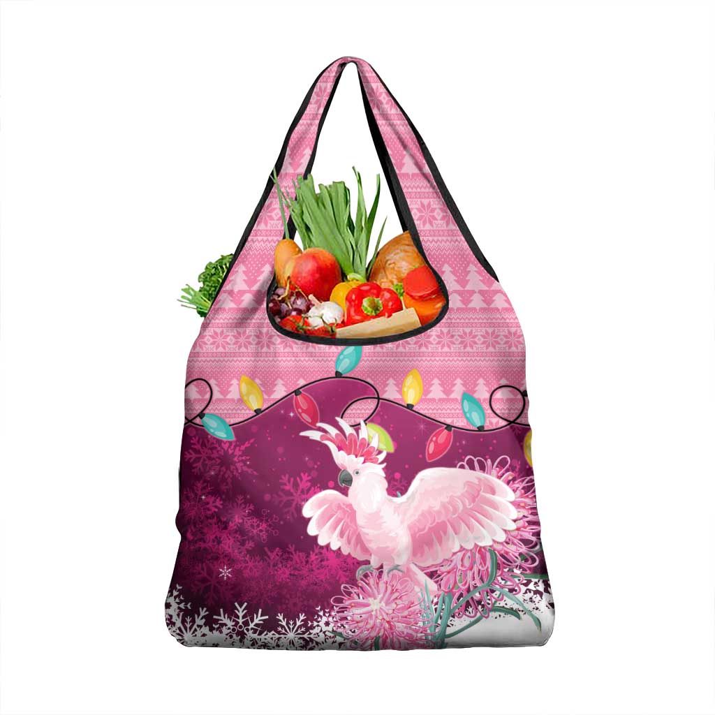 Pink Cockatoo Australia Christmas Grocery Bag Grevillea Eucalyptus Blossoms - Aussie Hoodie